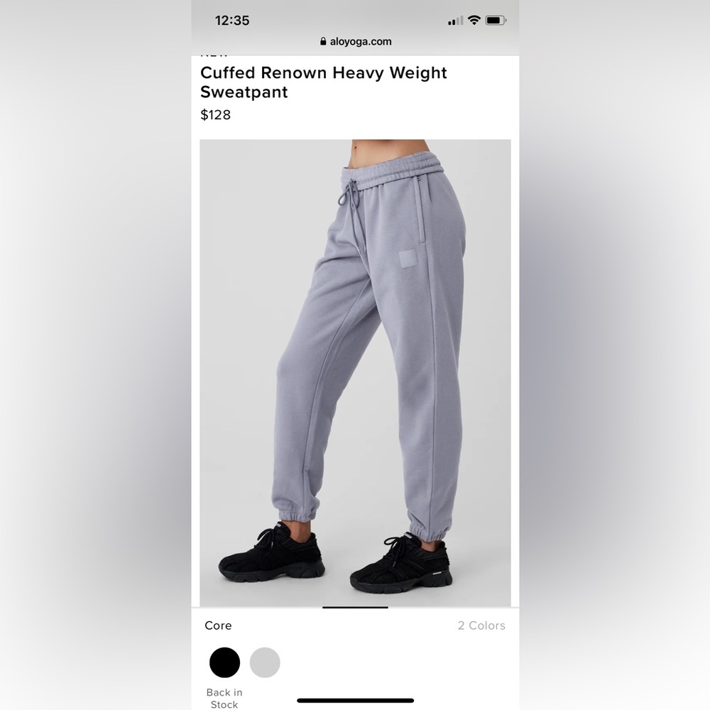 Alo Cuffed Heavy Weight Sweatpants in limited Fog